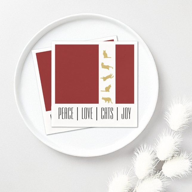 Serviette En Papier Papier de Noël pour chat moderne rouge blanc or (Créateur téléchargé)