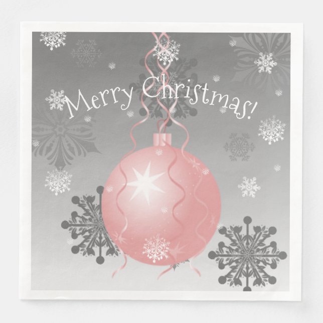 Serviette En Papier Papier de Noël rose fantaisie (Devant)