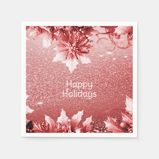 Serviette En Papier Papier de Noël Rouge Feuille (Devant)