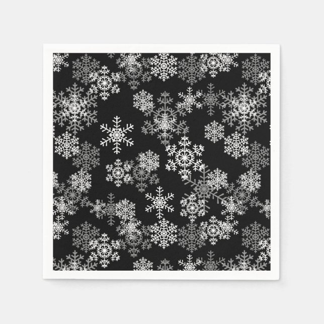 Serviette En Papier Papier de Noël serviettes-flocons de neige (Devant)