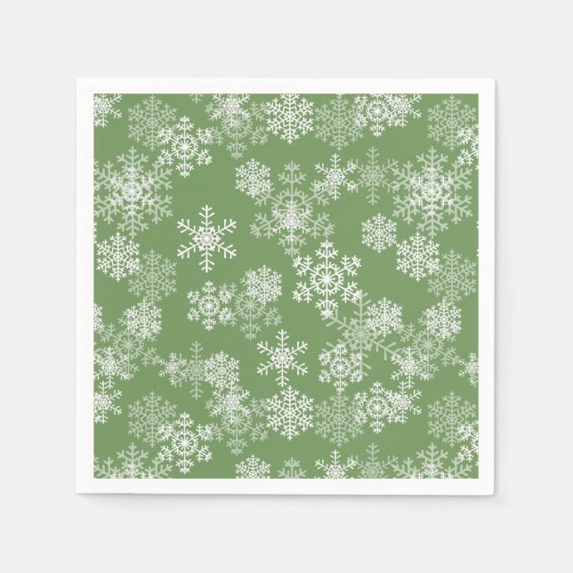 Serviette En Papier Papier de Noël serviettes-flocons de neige (Devant)