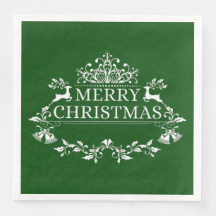 Serviette En Papier Papier de Noël vert et blanc