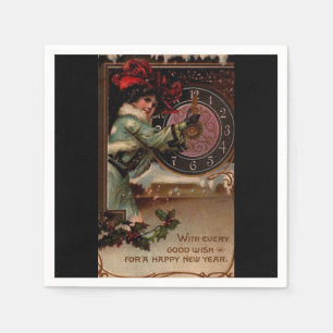 Serviette En Papier Papier de Nouvel An Vintage Lady Victorian