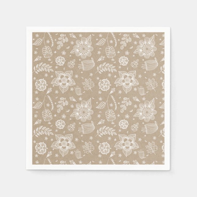 Serviette En Papier Papier de Pâques Floral Kraft Rustique (Devant)