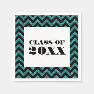 Serviette En Papier Papier de Parties scintillant Chevron Turquoise