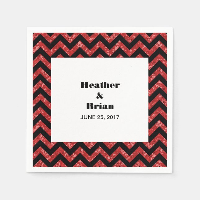 Serviette En Papier Papier de Parties scintillant Red Chevron (Devant)