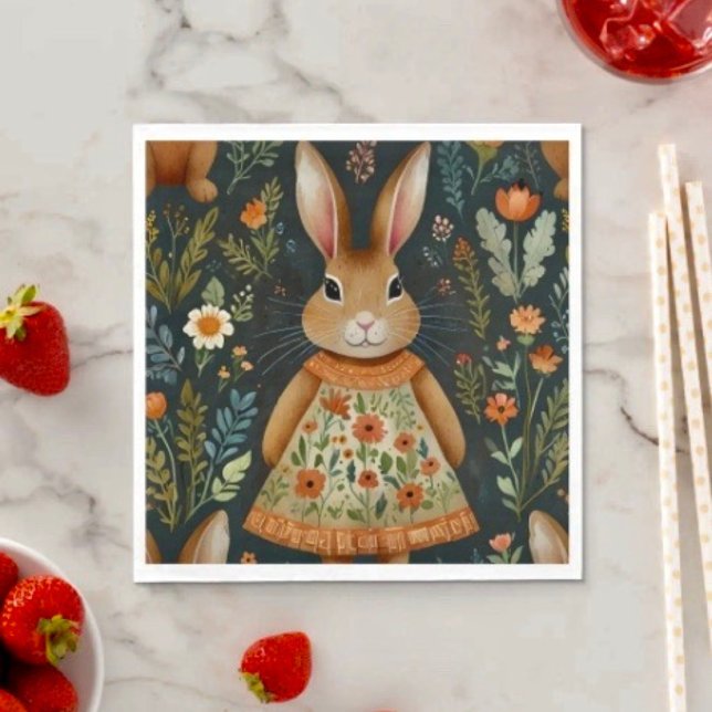 Serviette En Papier Papier de patchs magique Bunny Springtime Napkin (Créateur téléchargé)