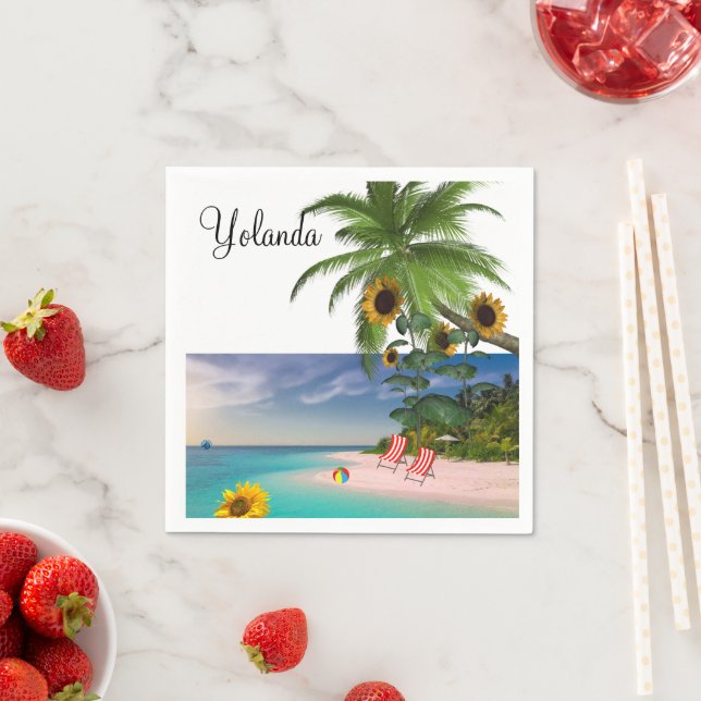 Serviette En Papier Papier de plage de tournesol (En situation)