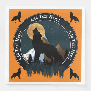 Serviette En Papier Papier de Pleine lune de loup Howling