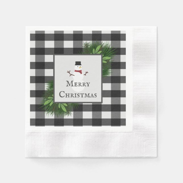 Serviette En Papier Papier de poche Snowman Buffalo Napkin (Devant)
