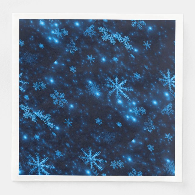 Serviette En Papier Papier de protection Deep Blue & Bright Snowflakes (Devant)