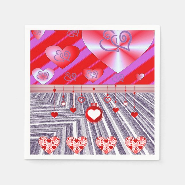 Serviette En Papier Papier de Saint Valentin serviettes (Devant)