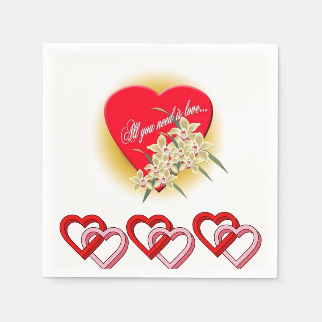 Serviette En Papier Papier de Saint Valentin serviettes (Devant)