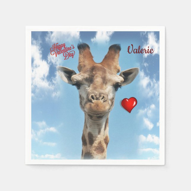 Serviette En Papier Papier de Saint Valentin serviettes Giraffe (Devant)