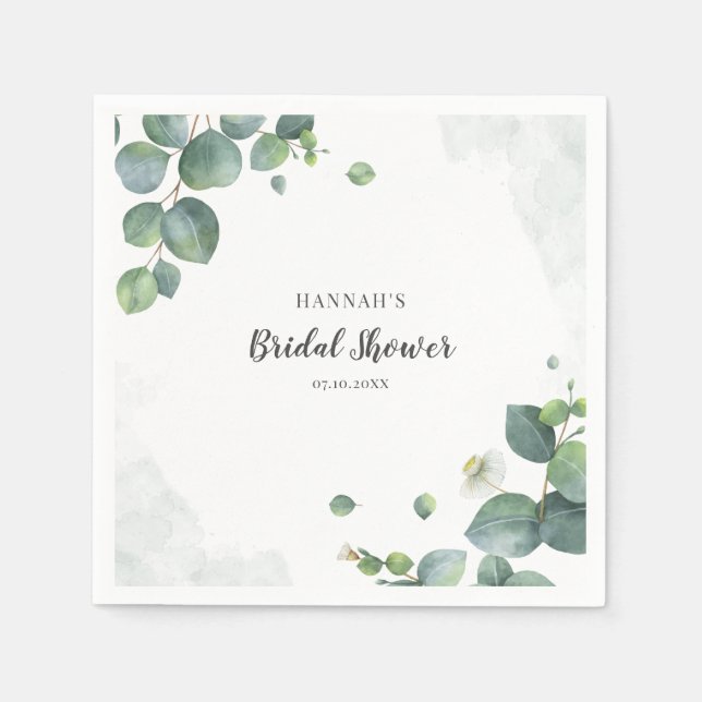 Serviette En Papier Papier de scénario de mariage avec eucalyptus (Devant)