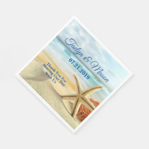 Serviette En Papier Papier de scène de plage Mariage tropical Napkin