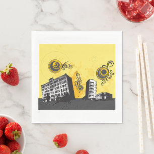 Serviette En Papier Papier de scène urbain serviettes