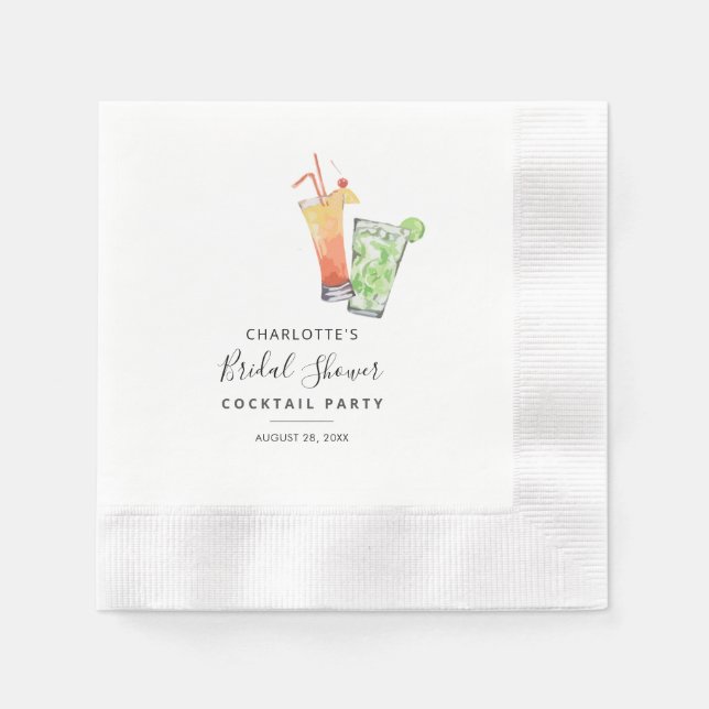Serviette En Papier Papier de Script de Baby Shower Mariée Cocktail (Devant)