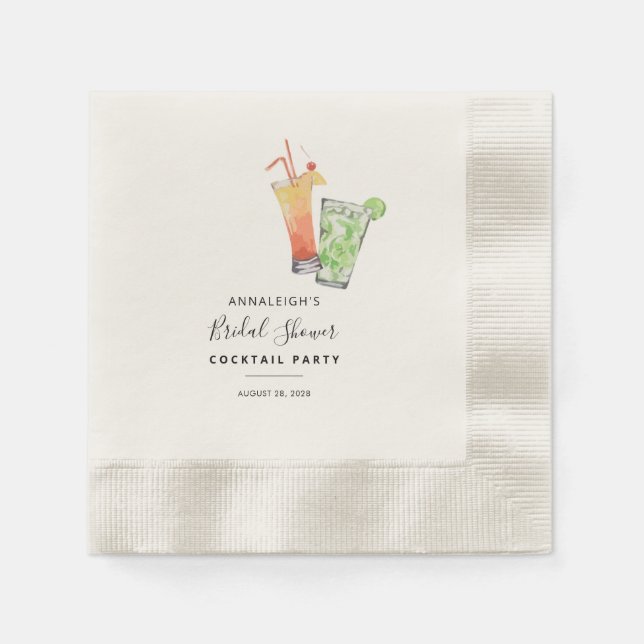 Serviette En Papier Papier de Script de Cocktail de Fête de Mariage Mo (Devant)