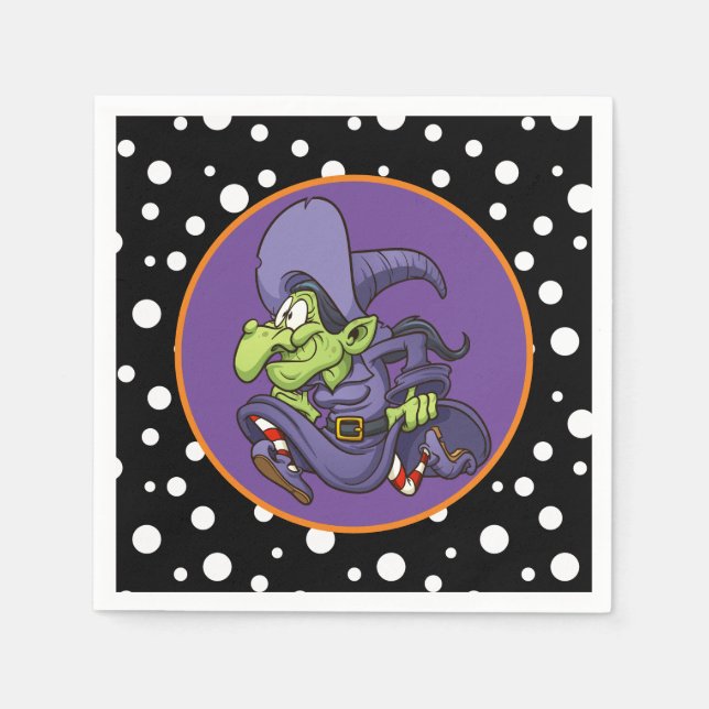 Serviette En Papier Papier de sorcière d'Halloween (Devant)