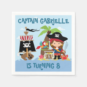 Serviette En Papier Papier de table Pirate fille mignonne