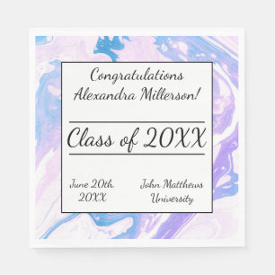 Serviette En Papier Papier de teinture à carreaux bleu et rose marbré