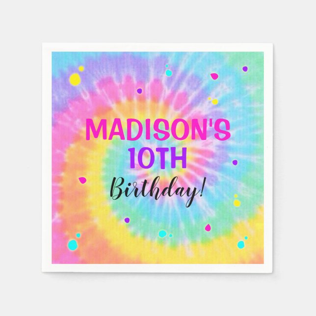 Serviette En Papier Papier de teinture de lacet serviettes Rainbow Tie (Devant)