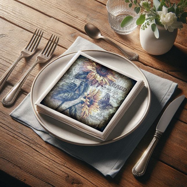 Serviette En Papier Papier de tournesol rustique découpage du journal (Créateur téléchargé)