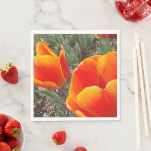 Serviette En Papier Papier de Tulipe orange et rouge Napkin
