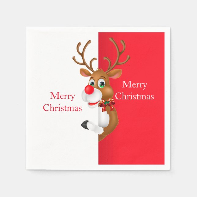 Serviette En Papier Papier de vacances Napkins Rudolph (Devant)