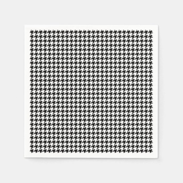 Serviette En Papier Papier de vacances noir et blanc Houndstooth (Devant)