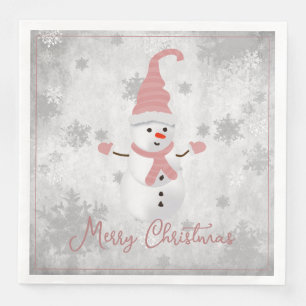 Serviette En Papier Papier de vacances Pink Cute Snowman Napkin