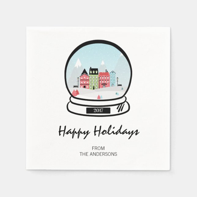 Serviette En Papier Papier de vacances Winter Snow Globe (Devant)