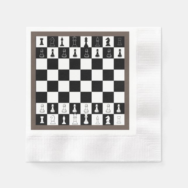 Serviette En Papier Papier d'échecs - Élégant échiquier Des (Devant)