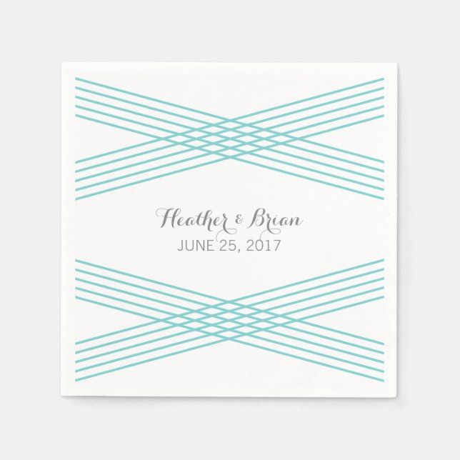 Serviette En Papier Papier Déco Turquoise Moderne (Devant)