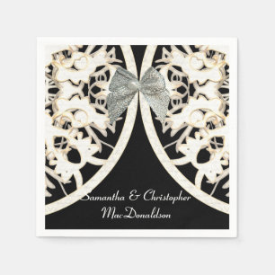 Serviette En Papier Papier dentelle noir et blanc coupé mariage damass