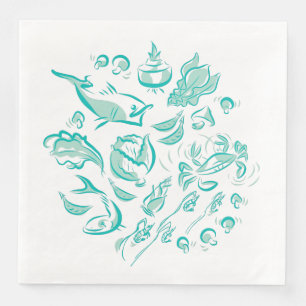 Serviette En Papier Papier Dessin D'Encre Chinoise Napkin