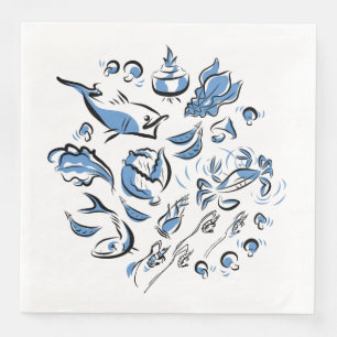 Serviette En Papier Papier Dessin D'Encre Chinoise Napkin