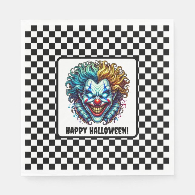 Serviette En Papier Papier d'Halloween Clown déplaisant Carnival Napki (Devant)
