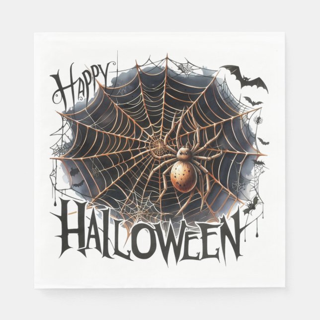 Serviette En Papier Papier d'Halloween déplaisant Spider Web Napkin (Devant)