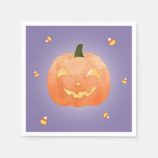 Serviette En Papier Papier d'Halloween Jack-O-Lantern Napkin (Devant)