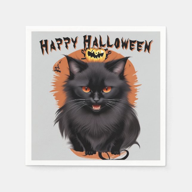 Serviette En Papier Papier d'Halloween Manteau Noir (Devant)