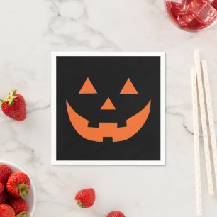 Serviette En Papier Papier d'horreur Jack-o'-lantern noir d'Halloween