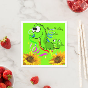 Serviette En Papier Papier Dinosaure Floral Tournesol