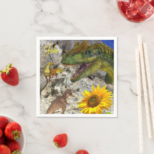 Serviette En Papier Papier Dinosaure Floral Tournesol