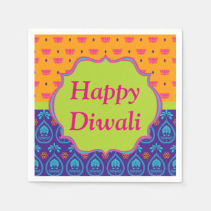 Serviette En Papier Papier Diwali Napkin en Motif indien coloré