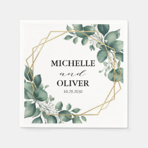 Serviette En Papier Papier doré géométrique aquarelle eucalyptus Maria