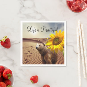 Serviette En Papier Papier d'ours floral de tournesol