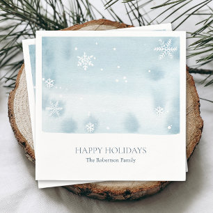 Serviette En Papier Papier Dusty Blue Snowflake Napkin