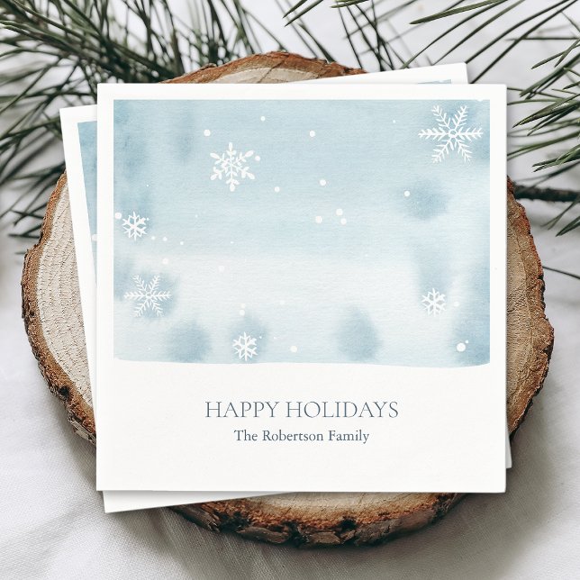 Serviette En Papier Papier Dusty Blue Snowflake Napkin (Créateur téléchargé)